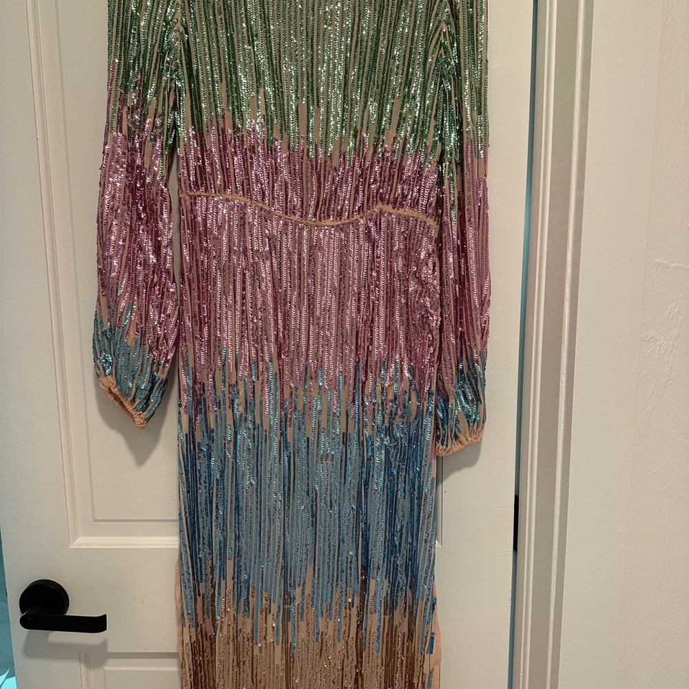 Rixo Multicolor Sequin Long Sleeve Dress